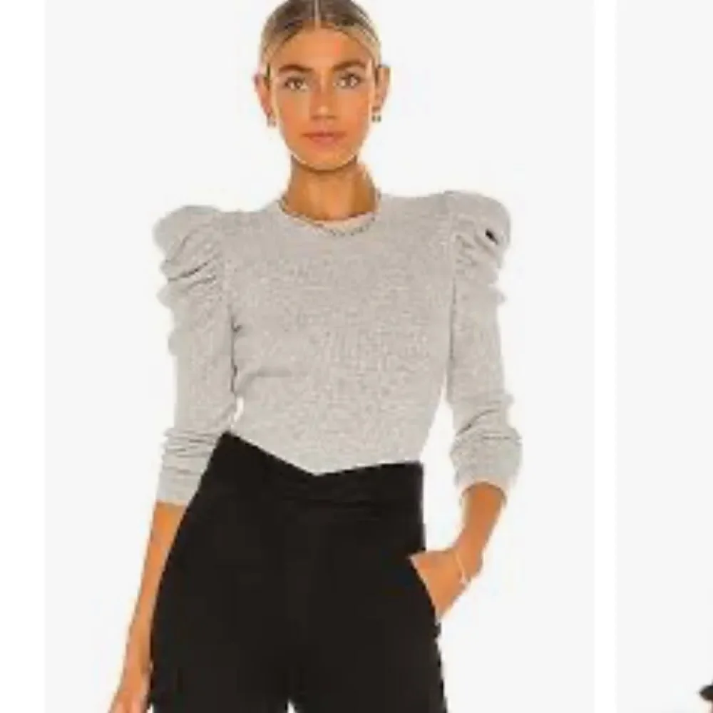 NWT LPA Marie Sweater Open Back Puff Sleeves in Cream Revolve Small